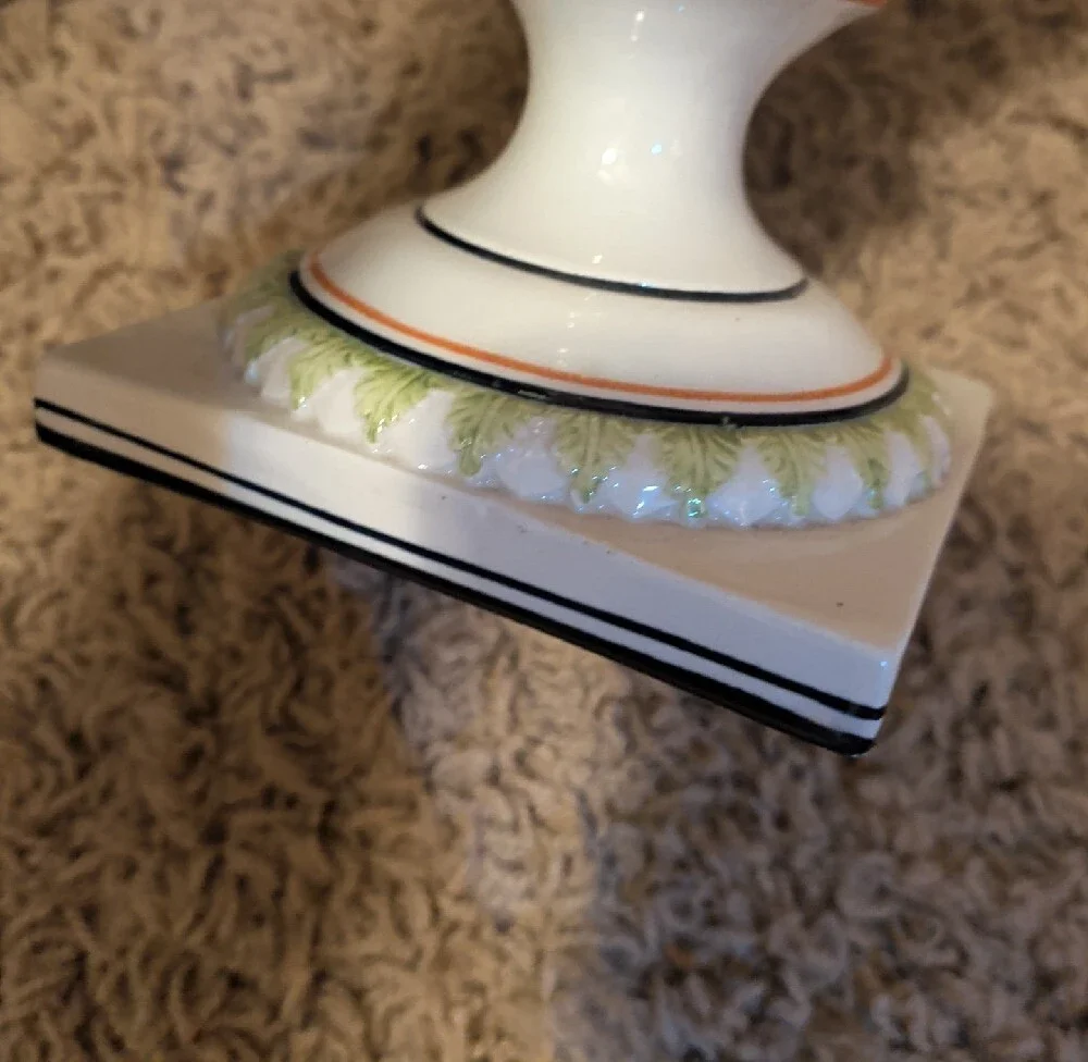 Vintage Italian Mottahhedeh Decorator Urn with Multicolor Relief Accents And Lid